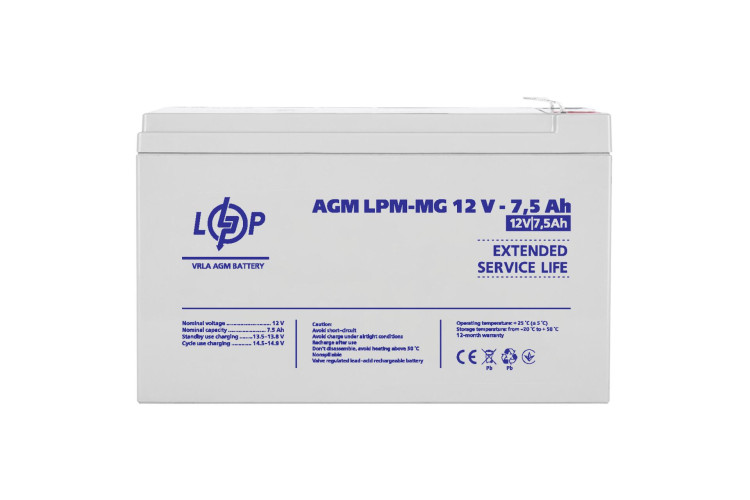 Аккумулятор мультигелевый LPM-MG 12V - 7.5 Ah