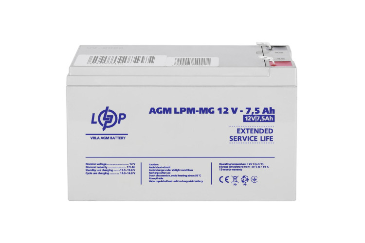 Аккумулятор мультигелевый LPM-MG 12V - 7.5 Ah