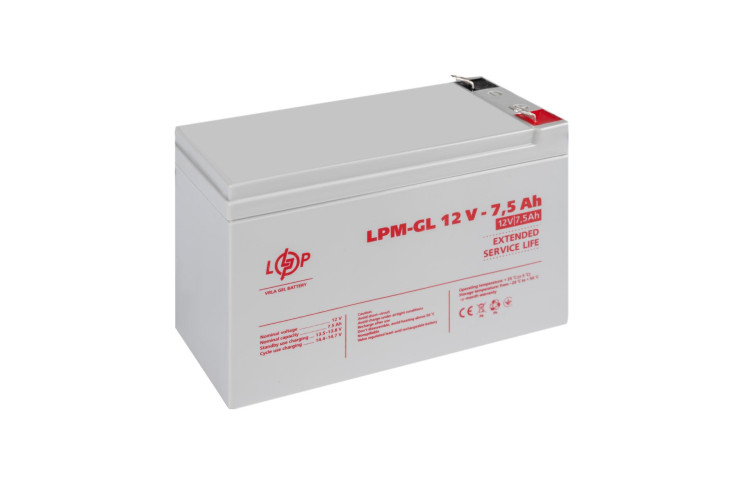 Аккумулятор гелевый LPM-GL 12V - 7.5 Ah