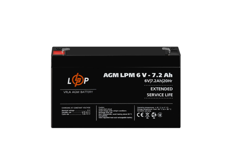 Аккумулятор AGM LPM 6V - 7.2 Ah