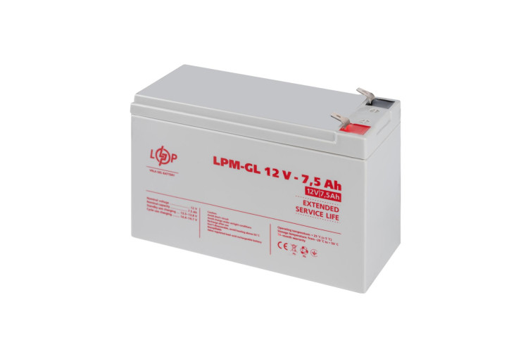Аккумулятор гелевый LPM-GL 12V - 7.5 Ah