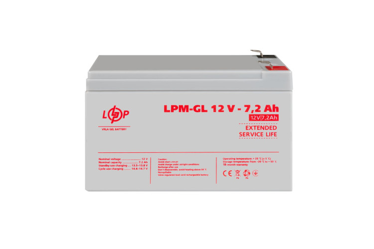 Аккумулятор гелевый LPM-GL 12V - 7.2 Ah