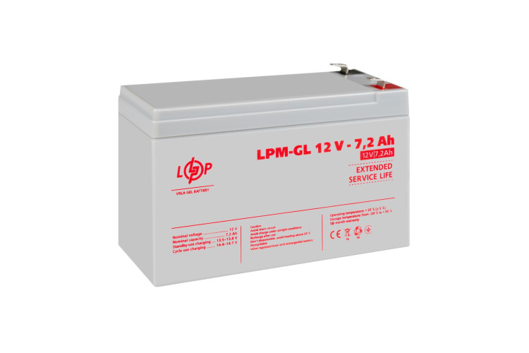 Аккумулятор гелевый LPM-GL 12V - 7.2 Ah