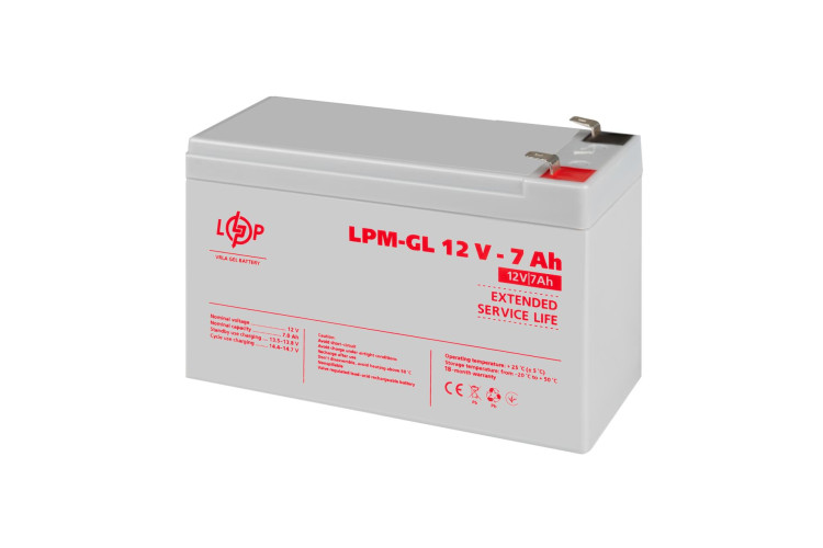 Аккумулятор гелевый LPM-GL 12V - 7 Ah