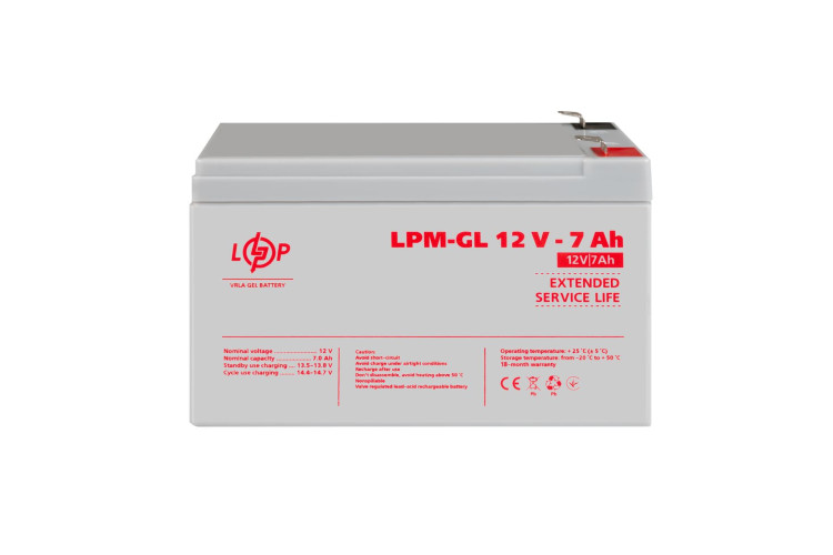 Аккумулятор гелевый LPM-GL 12V - 7 Ah