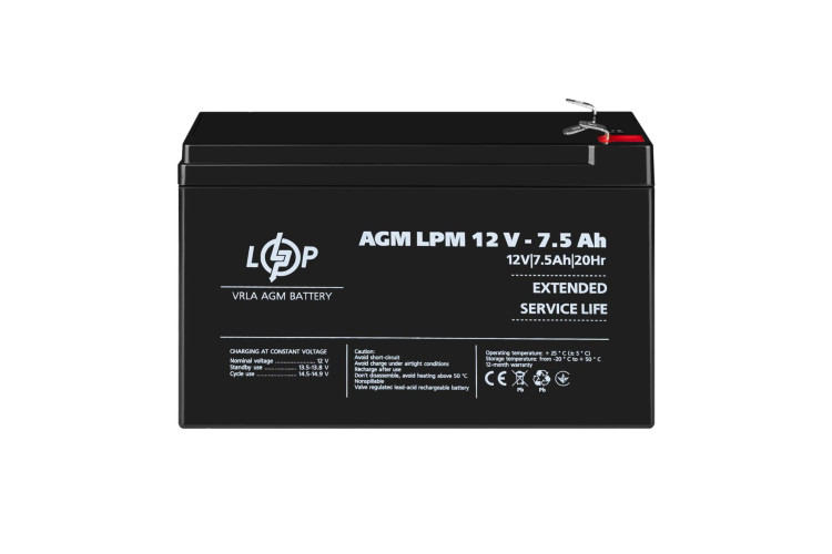 Акумулятор AGM LPM 12V - 7.5 Ah