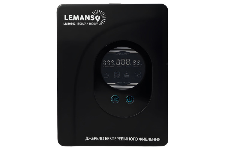 Джерело безперебійного живлення (ДБЖ) Lemanso LM40503 1500VA 1000Вт 140-275V Чорний