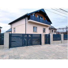 Забор РАНЧО с покрытием "наждак", металл 0.5мм, ламель 100/120/140/160/200х20, зазор 30мм, порошковая покраска ALL RAL (любой по каталогу)