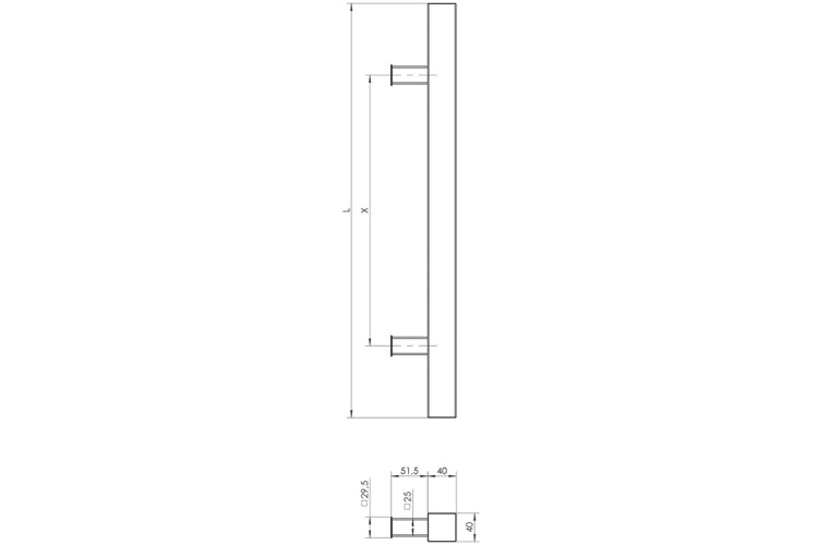 Ручки скобы WALA QA10 1800/1300.90 (комплект) труба 40*40 черный матовый