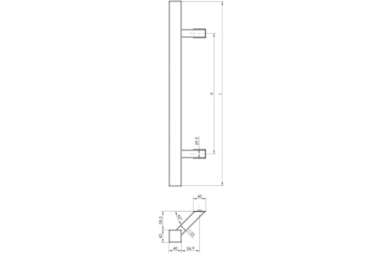 Ручки скобы WALA QA45RX 1800/1300.45 (комплект) труба 40*40 черный матовый